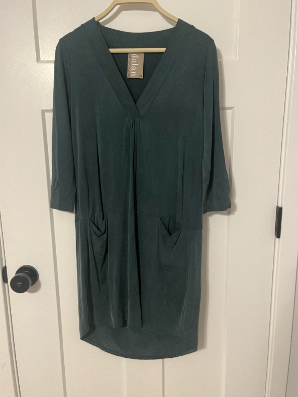 Anthropologie Dolan Left Coast Collection Lola Green Pockets 3/4 Sleeve Dress XS